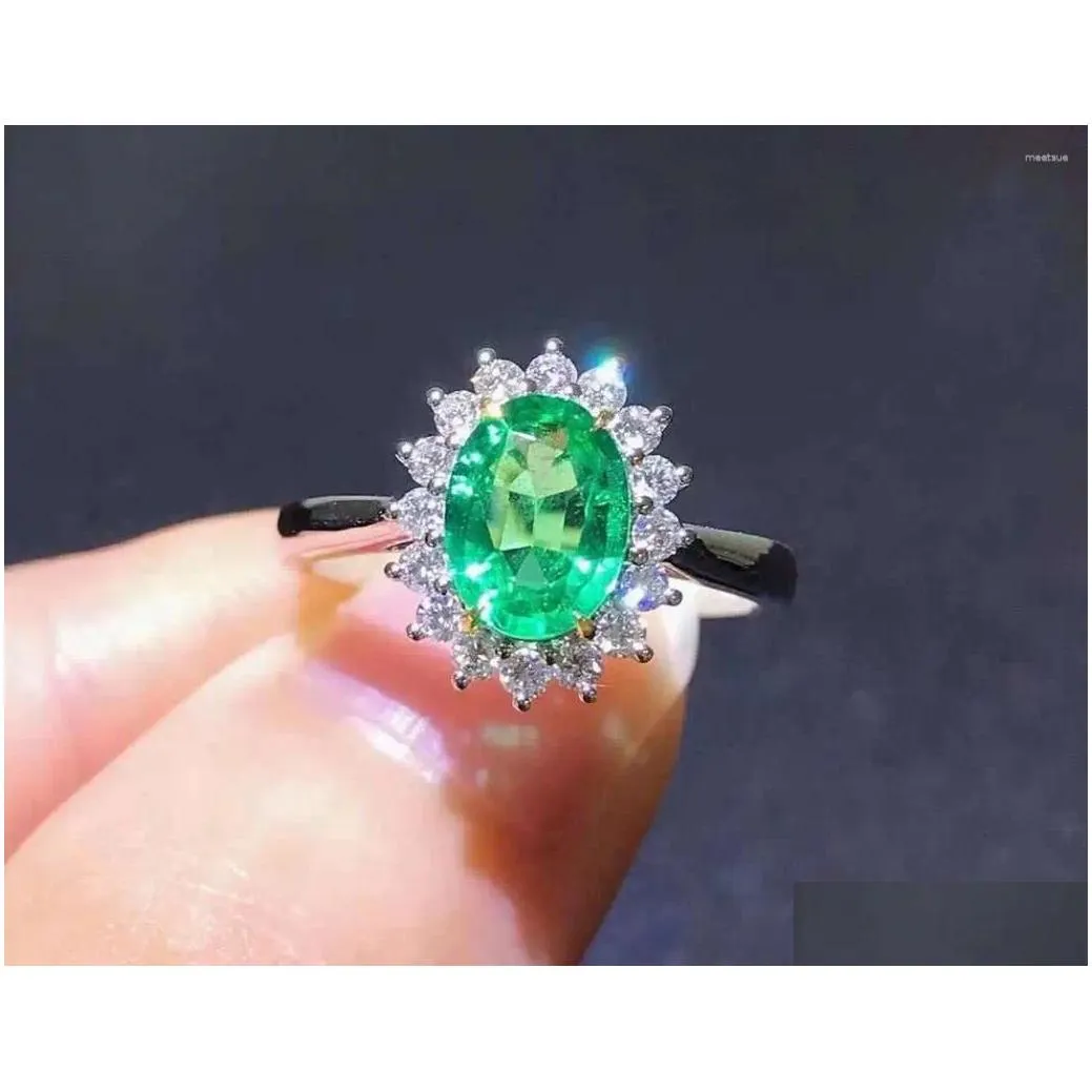 Cluster Rings Top Quality Emerald Ring Natural And Real 925 Sterling Silver For Women Engagement Gift