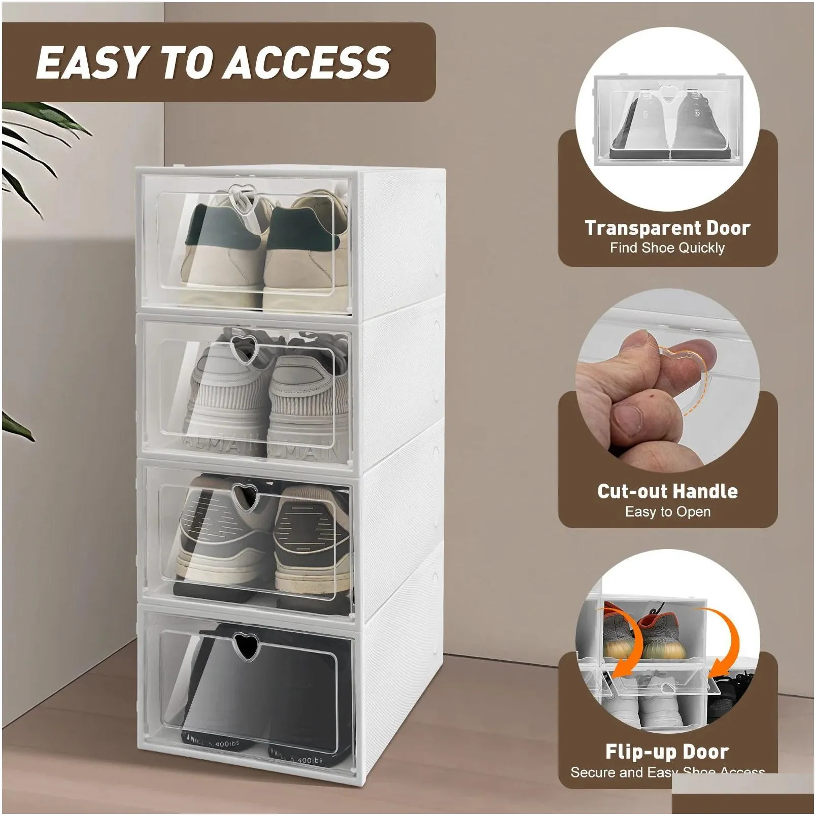 storage boxes bins 20pcsset thicken shoes box stackable plastic drawer case stand organizer shelf for hallway living room shoebox