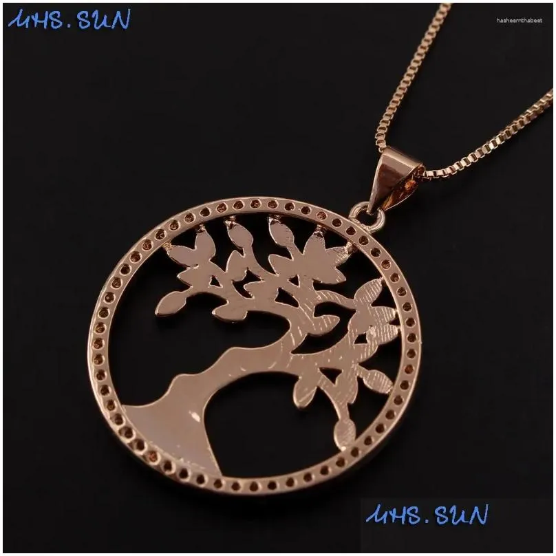 Pendant Necklaces MHS.SUN Fasion Women Cubic Zircon Jewelry Tree Of Life DIY Chain Choker Necklace Charm Christmas Gift 1PC