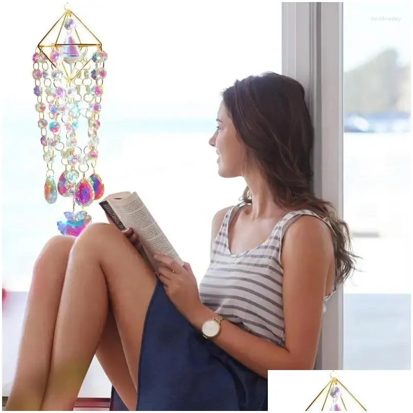Garden Decorations Crystal Suncatchers Wind Chime Indoor Window Pendant Reflective Effect Decoration Tool For Living Room Wall