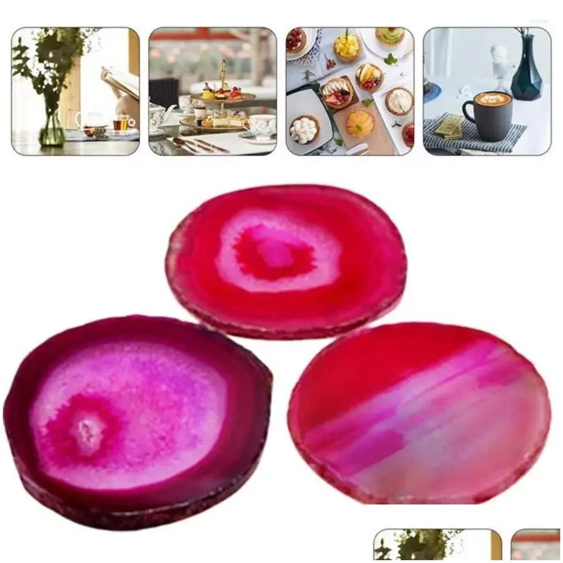 Table Mats Cup Mat Sliced Smooth Surface Stone Decorative Creative Natural Agate