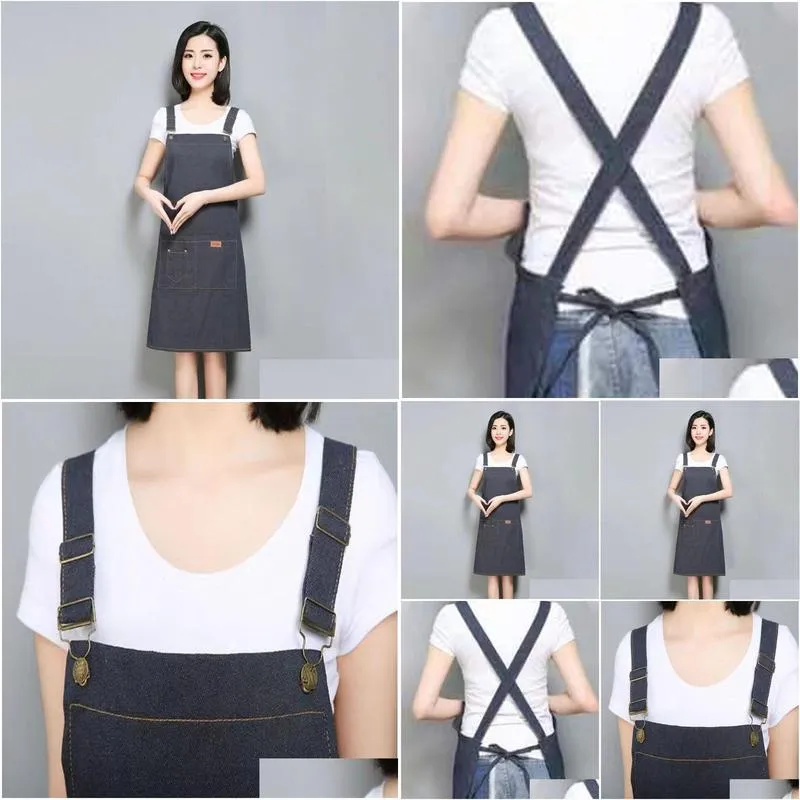 Manufacturers sell denim pure cotton aprons directly, produce and wholesale customized advertising aprons