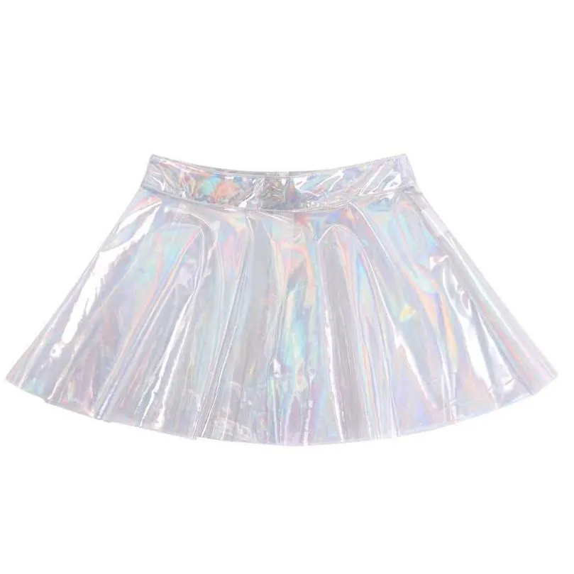 Skirts A-Line Miniskirt Stylish Fairy Grunge Women Glossy Shiny Transparent Flare Skirt High Street Y Club Rave Outfit Can Stacked Dr Dhdsy