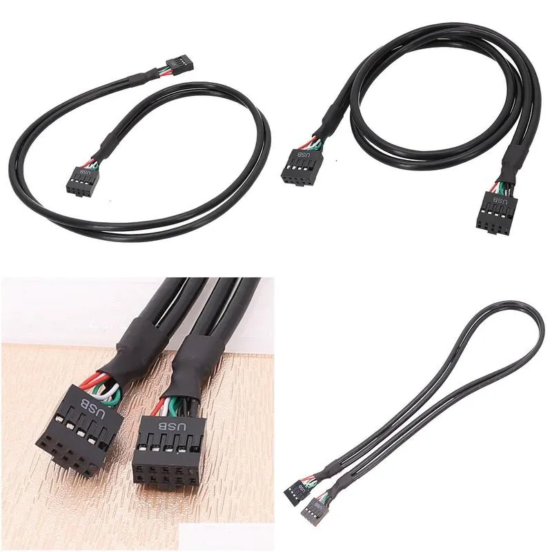 30cm /50cm/70cm Mainboard 9Pin DuPont 2.54mm USB 2.0 9pin Female To Female Internal Motherboard Header Cable