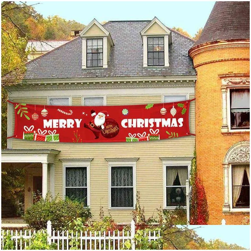 Christmas Decorations 300X50Cm Oxford Cloth Banner Bunting Merry Decor Festive Party Home Outdoor Scene Layout Xmas Navidad Noel Yea Dhnrm