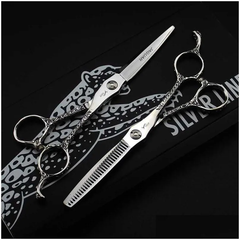  GM45 professional barber hair scissors 6.0 9CR 62HRC Hardness cutting / thinning silver shears with case
