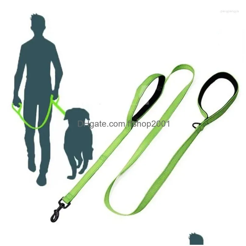 dog collars leashes outdoor travel training chain heavy duty double handle lead for er control safety dual