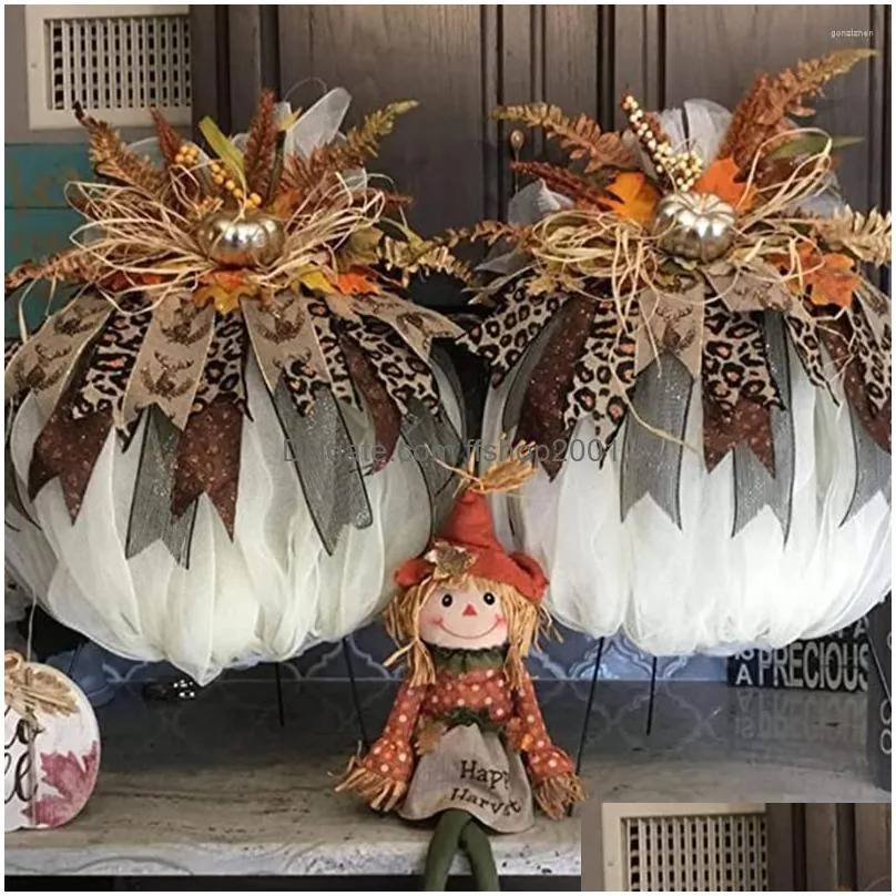 decorative flowers 2 pcs diy wreath decor ornament floral frame crafts supplies support halloween thanksgiving pumpkin