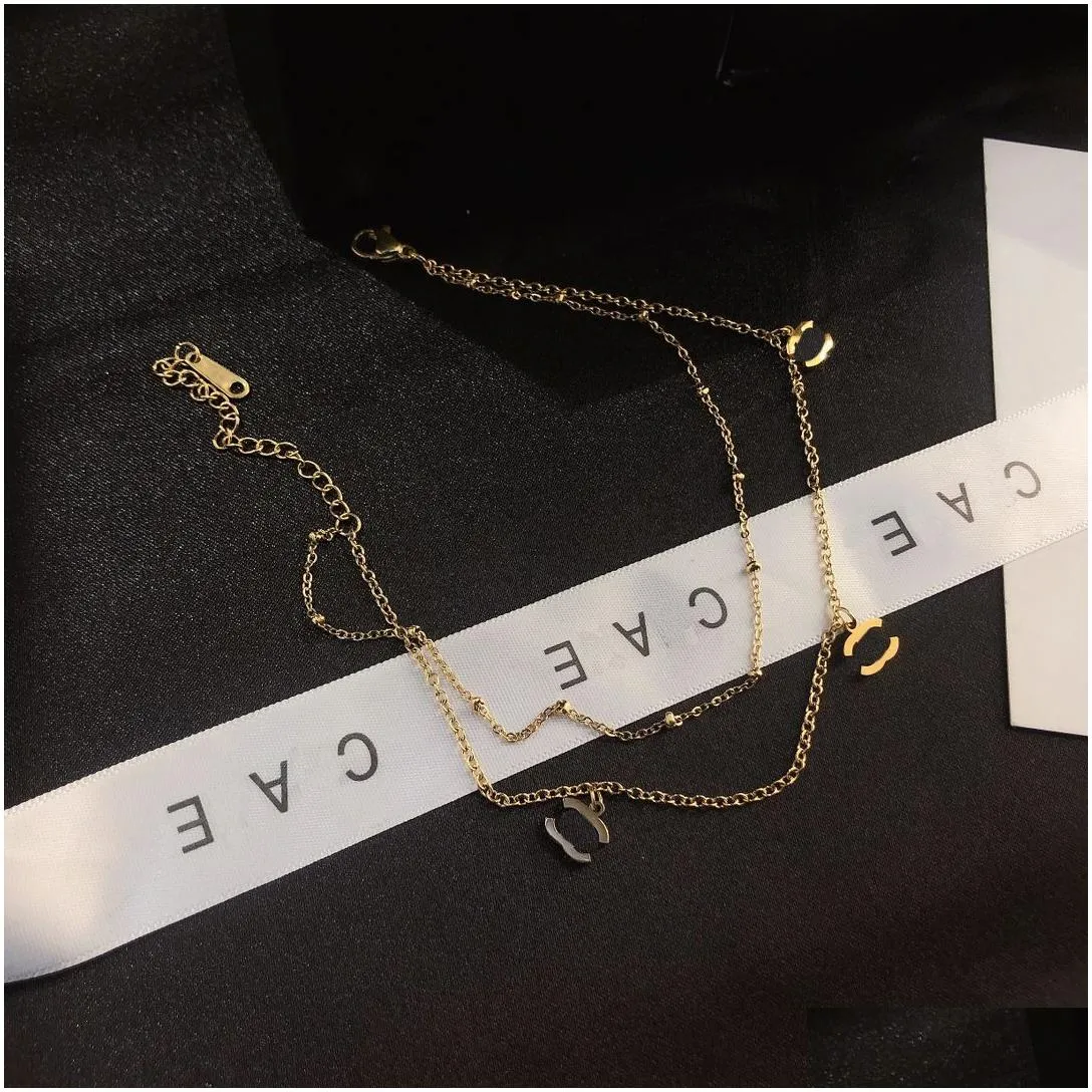women desinger anklets 18k gold plated summer stainless steel pendant chain leg jewelry fashion accessories gift