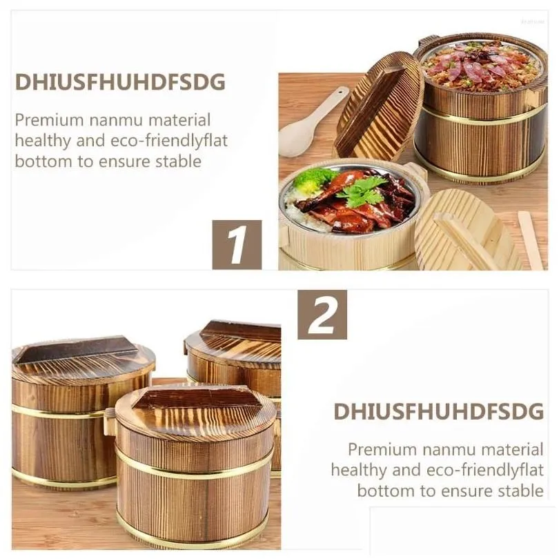 Dinnerware Sets Cask Rice Tofu Bowl Household Barrel Unique Bucket Durable Wooden Practical Creative Sushi Containers
