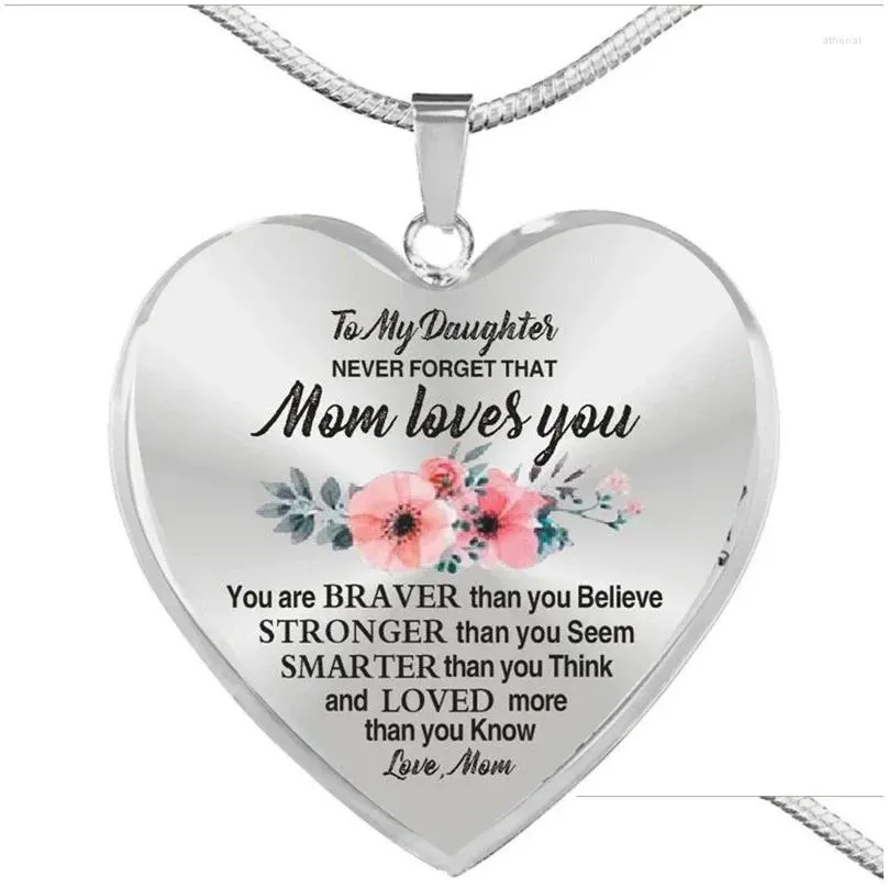 Pendant Necklaces High Quality To My Daughter Heart Necklace Dad Loves You Inspirational Letter For Women Choker Jewelry Gift