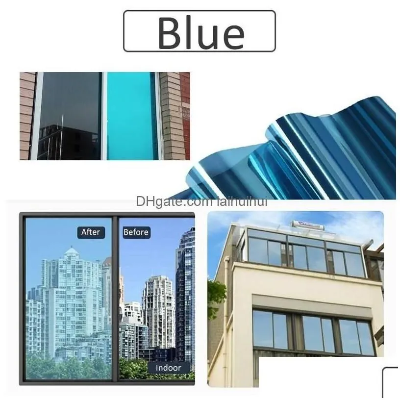 Car Sunshade 1 3 5Mx40Cm Home One Way Mirror Window Glass Building Tinting Film Side Solar Uv Protection Sticker Curtain Scraper Sun