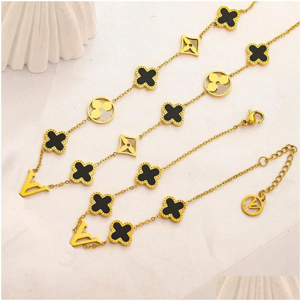 fashion style clover necklace for couples designer necklace for women love gift jewelry high quality stainless steel gold plated