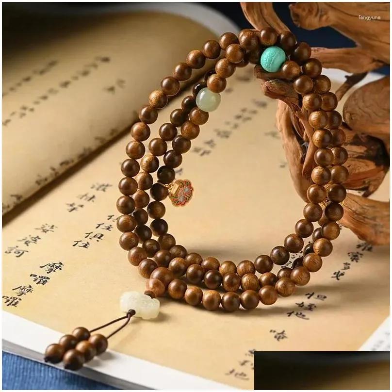 Pendant Necklaces Vietnam Aloes Wood Hand String Transfer Beads Buddha Bracelet Men And Women Lovers Rosary Necklace Wholesale