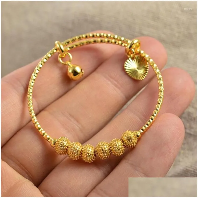 Bangle Boy Girls Gold Color Bangles For Baby Child 3-10 Years Old Arab/Ethiopian Bridal Wedding Bracelets /Party Drop Delivery Dhedk
