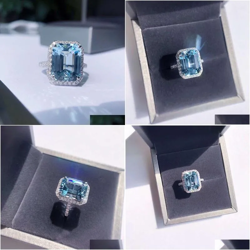 Chinese Style Square Sea Treasure Adjustable Topaz Index Finger Ring