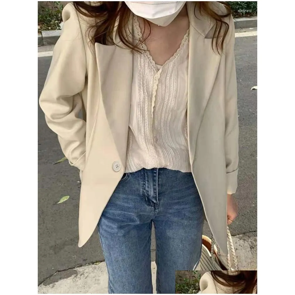 Women`s Suits Insozkdg Blazers Women Solid Simple Outwear Office Lady Formal Stylish Single-button Design Clothing Female Autumn Basic