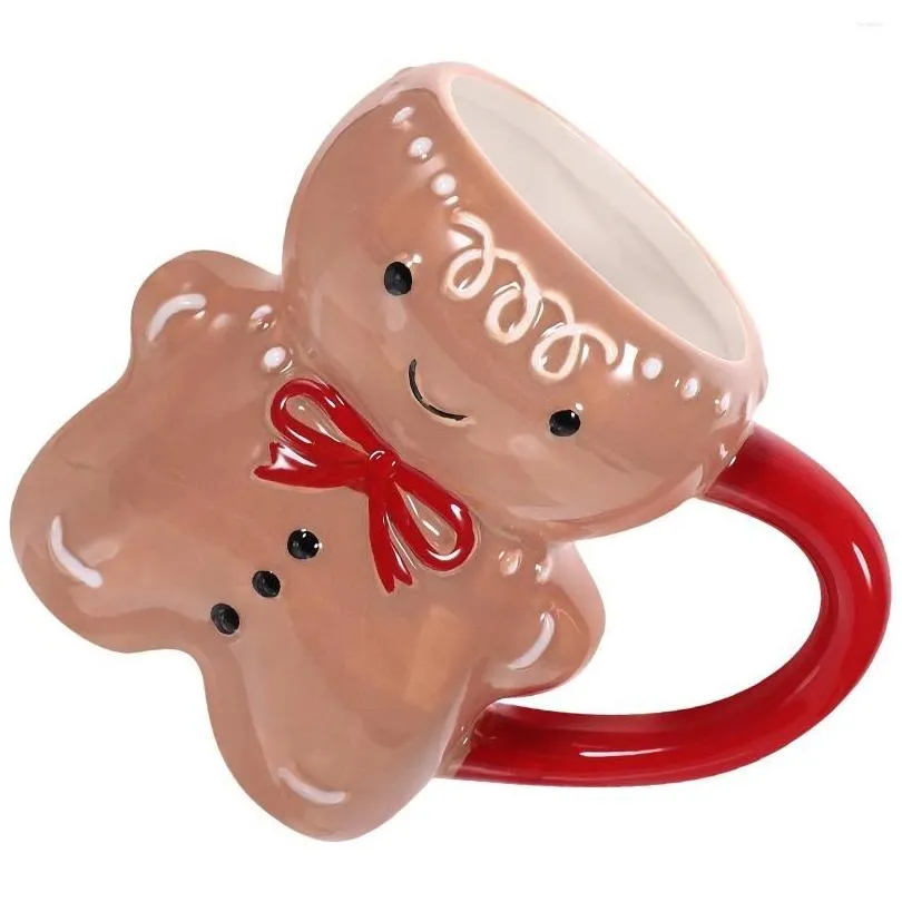 Wine Glasses Ceramic Gingerbread Man Mug Christmas Coffee Milk Cup Drinking Drinkware Xmas Year Party Favor