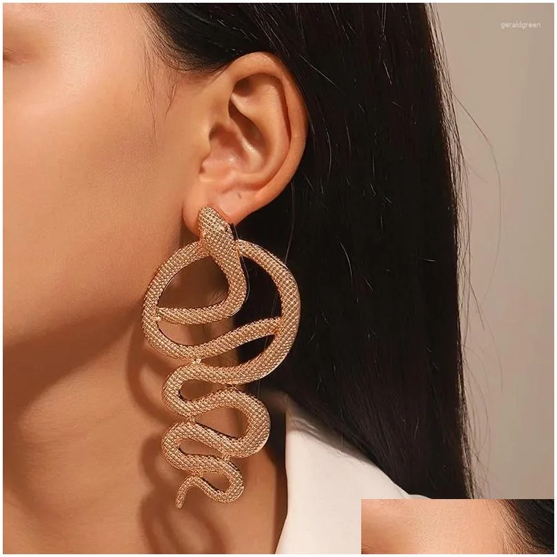 Stud Earrings Fashion Punk Exquisite Embossed Long Snakes For Women Men Hip Hop Exaggerated Metal Animal Jewelry Gift 2024