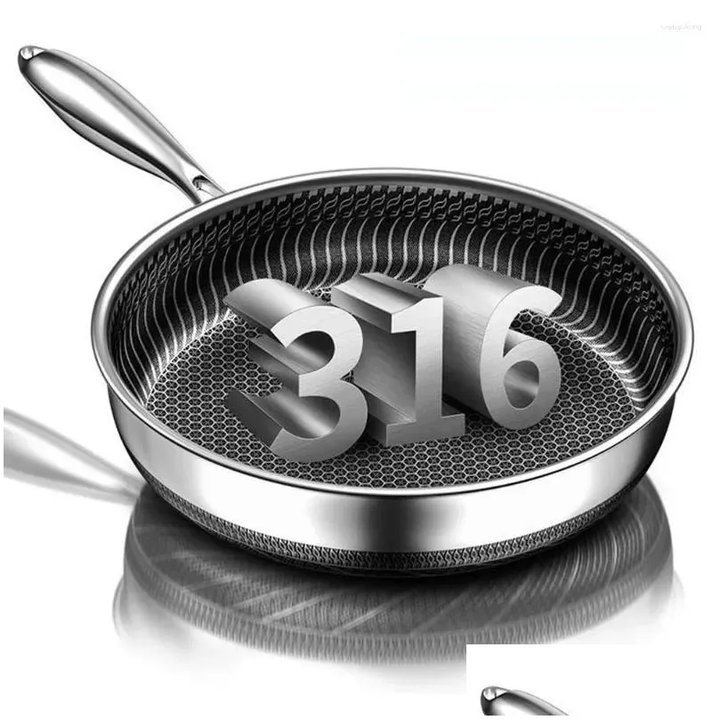 Pans Frying Pan 316 Stainless Steel Wok Double-sided Honeycomb Skillet