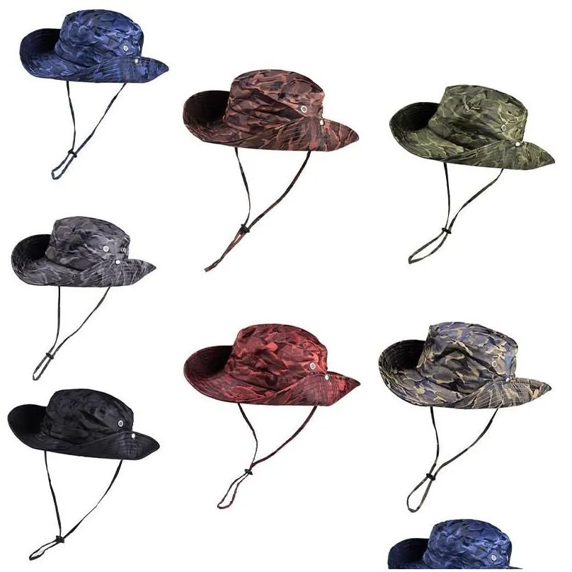 Outdoor Hats Fashion Bucket Hat Hiking Hunting St Cap Wide Brim Fisherman Waterproof Sun Uv Protection F Drop Delivery Sports Outdoors Dh7Hw