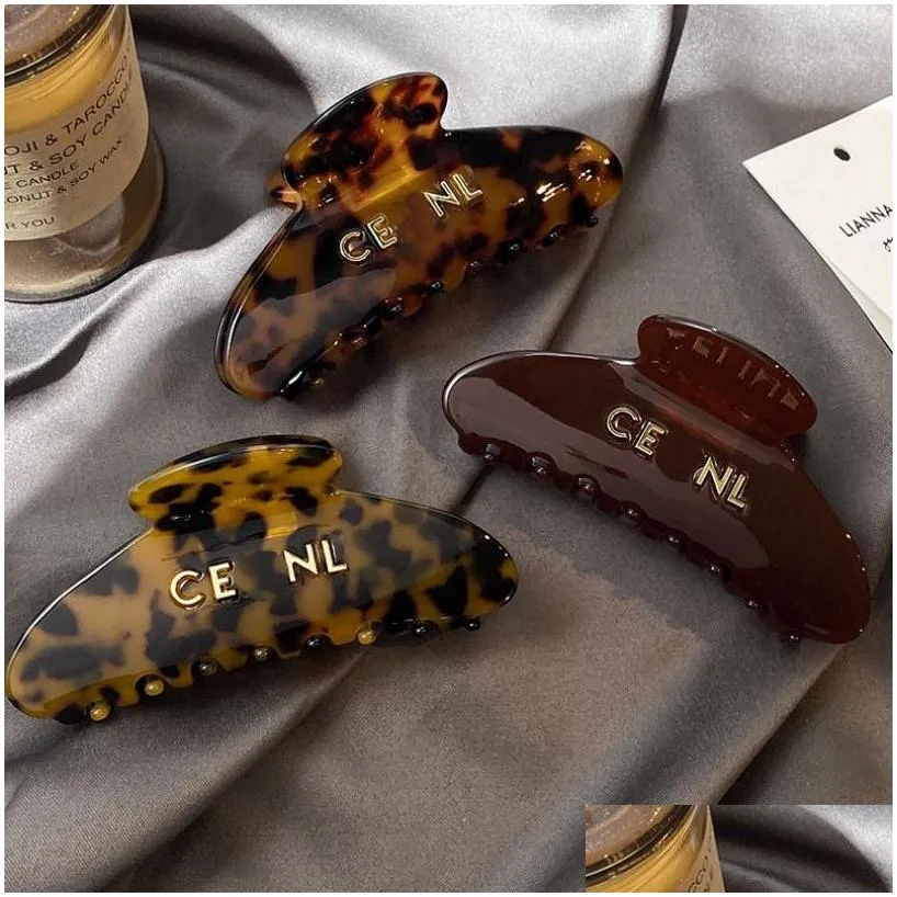 luxury french alloy letter hair clip leopard print color vintage style shark hair clip classic trendy hair jewelry girl friend gifts face washing makeup hair