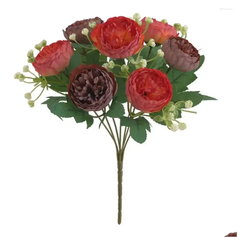 Decorative Flowers Long-lasting Fake Realistic Artificial Peonies Branch With Stem 7 Head Faux For Home Decor Wedding Party Po