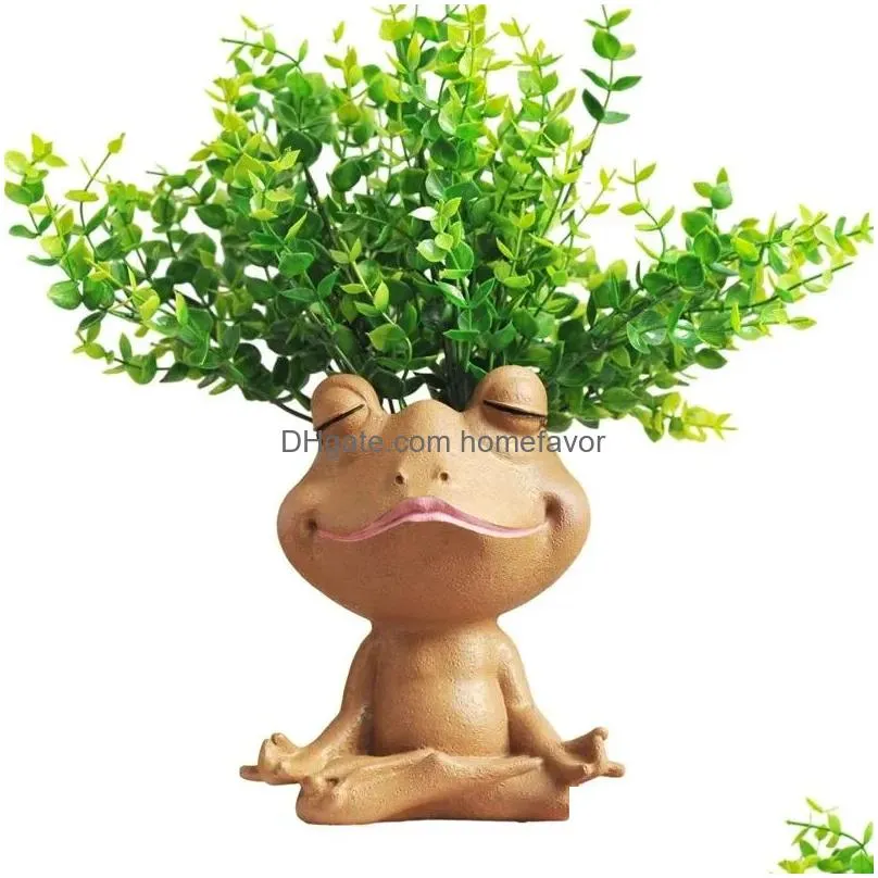 vases resin frog shaped planter funny cactus succulent flower vase pot figurine ornament
