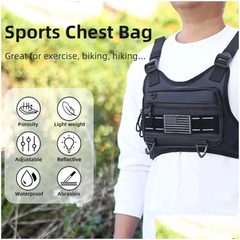 Outdoor Bags Unisex Sports Chest Bag With Adjustable Straps Lightweight Front Vest Large Capacity Cycling Climbing