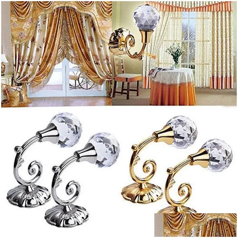 curtain poles 2pcs metal crystal glass holdback wall tie back hooks hanger holder luxurious window accessories drop 230613