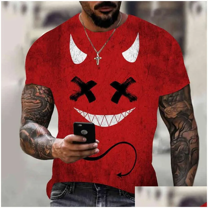  mens casual short-sved hip-hop smiley face 3d printing blouse plus size pullover t-shirt 2022