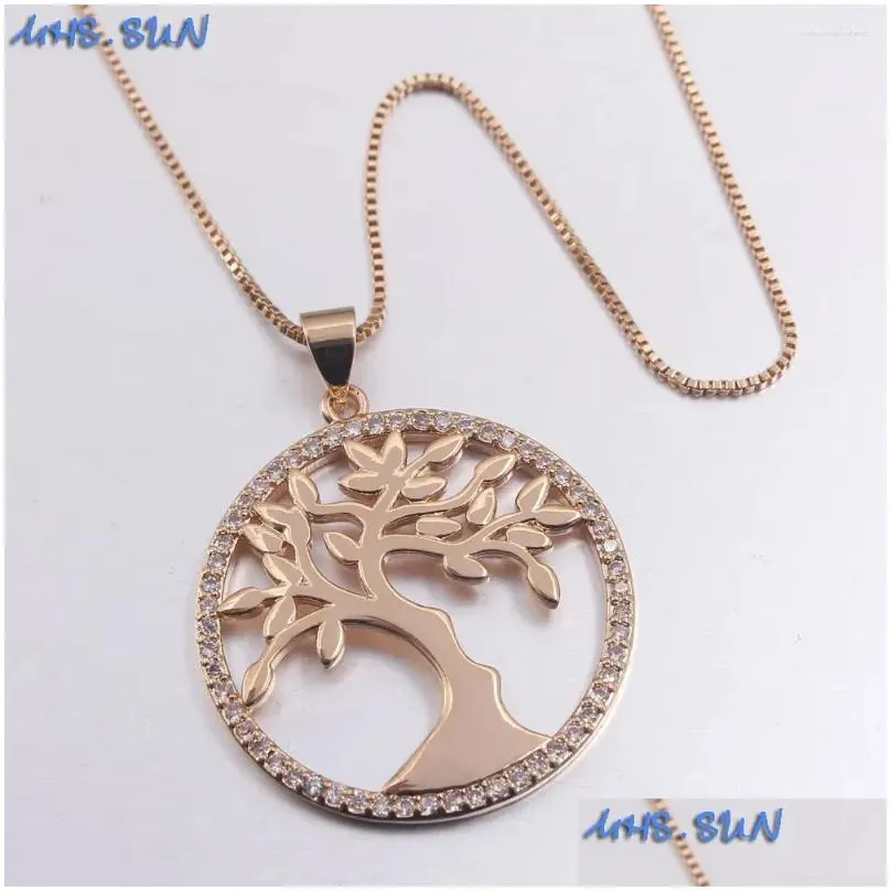 Pendant Necklaces MHS.SUN Fasion Women Cubic Zircon Jewelry Tree Of Life DIY Chain Choker Necklace Charm Christmas Gift 1PC