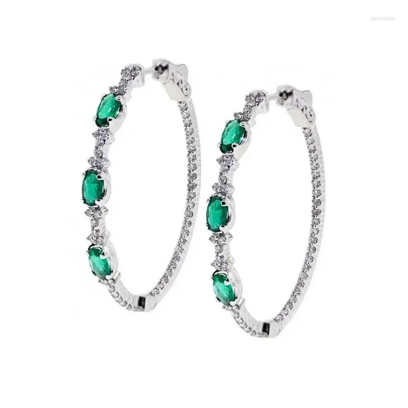 Hoop Earrings DRlove Vintage For Women With Green Cubic Zirconia Bling Earring Beauty Anniversary Gift Female Jewelry 2024