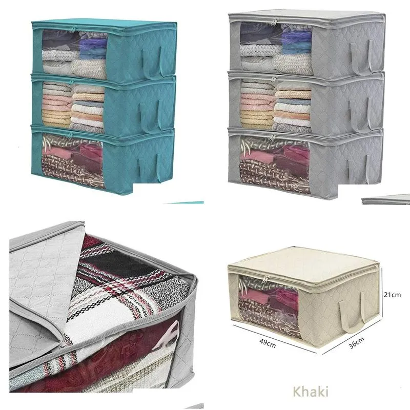 storage boxes bins 1piece large box zipper cover window folding organizer bedroom shelf wardrobe cloth toy fabric foldable for objects