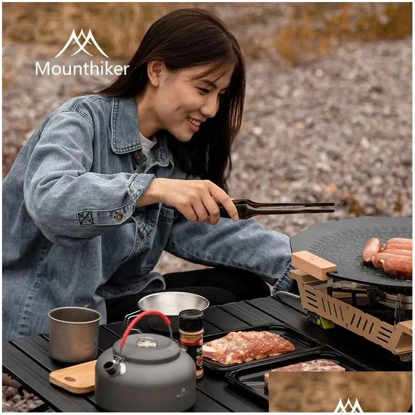 Tools Mounthiker Outdoor Camping Tableware Picnic BBQ Meal Clip Stainless Steel Kitchen Tweezer Cooking Food Clip with Leather Cover