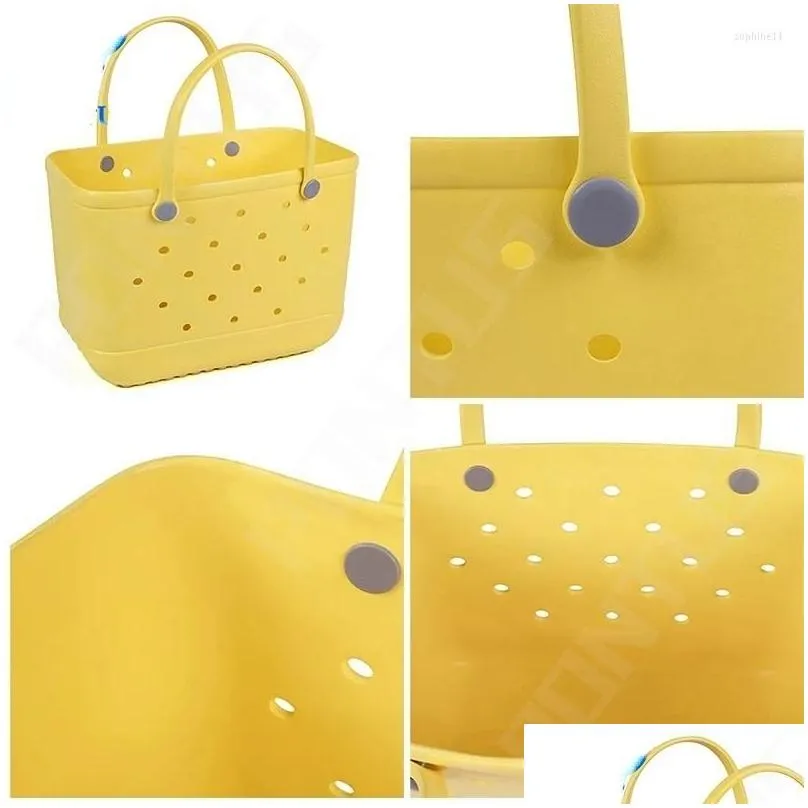 Bags Storage Bags Waterproof Beach Bag Solid Punched Organizer Basket Summer Water Park Handbags Large Women`s Stock Gifts