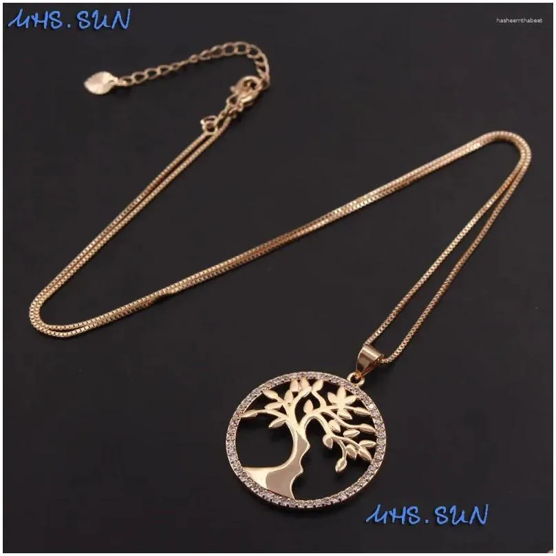 Pendant Necklaces MHS.SUN Fasion Women Cubic Zircon Jewelry Tree Of Life DIY Chain Choker Necklace Charm Christmas Gift 1PC