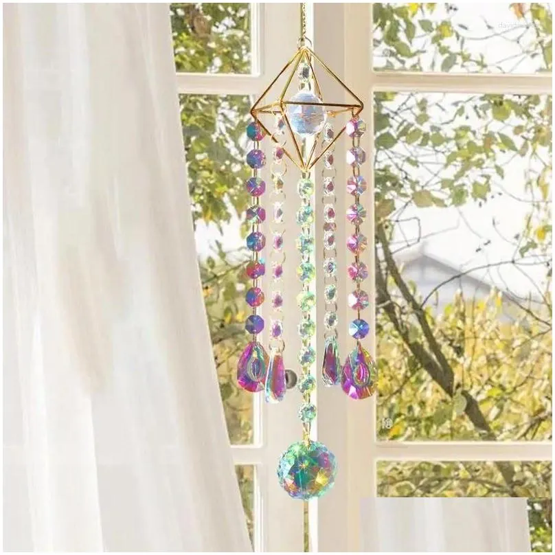 Garden Decorations Crystal Suncatchers Wind Chime Indoor Window Pendant Reflective Effect Decoration Tool For Living Room Wall