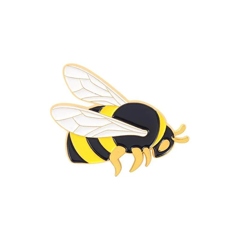 Yellow Bee Brooches 25pcs/ lot Cartoon Gold Plated Animal Brooch for Girls Enamel Pins Badge