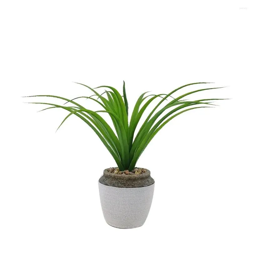 Decorative Flowers Artificial Plant Agave Potted Chlorophytum Branch With Ceramic Flowerpot Home Decor Office Living Room Indoor Fake