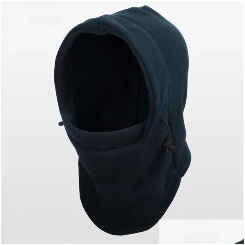 Cycling Caps & Masks Uni Winter Outdoor Riding Motorcycle Neck Gaiter Windproof Fleece Hood Face Scarf Thick Warm Snow Cap Bandana Dro Dhkre