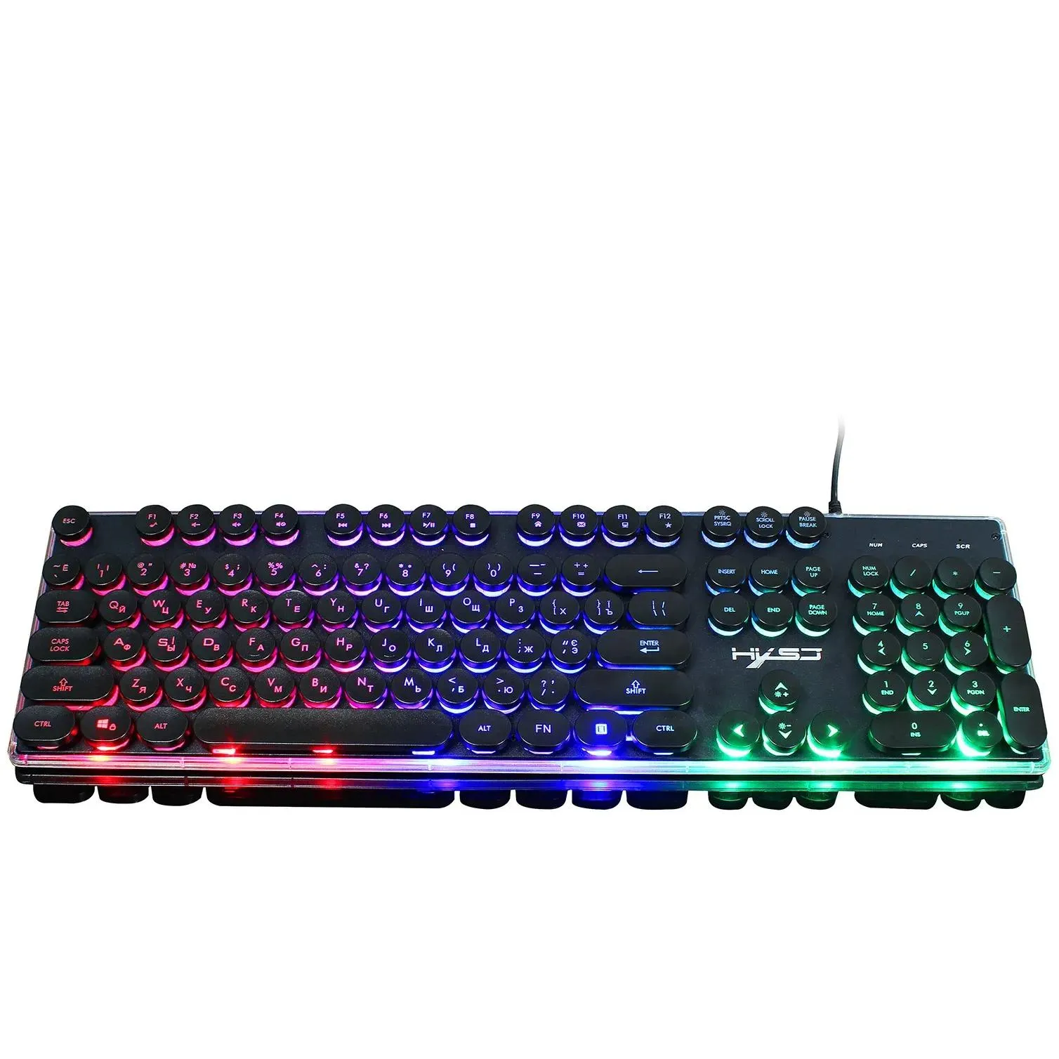 Combos 104 Gaming Russian Keyboard Mouse Combos Retro Round Keycap RGB Backlit USB Wired Typewriter Keyboards Mice Set Kit for Gamer