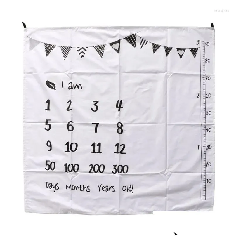 Blankets 100x100cm Baby Milestone Pography Background Props Infant Swaddle Wrap Bed Quilt Kids Bath Towel Born