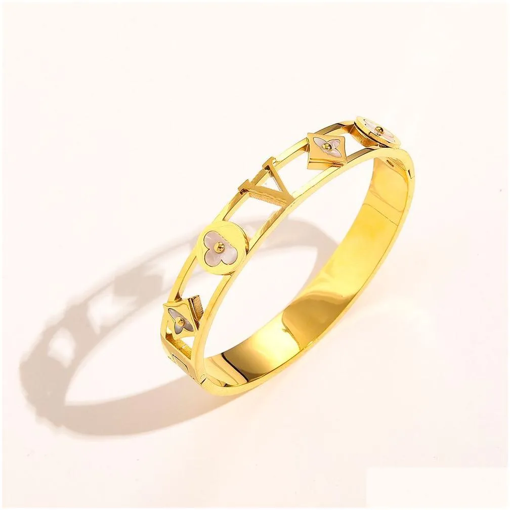 luxury bracelet 18k gold bangle design letters for women diamond pearl bracelet fashion jewelry party wedding accessories lovers