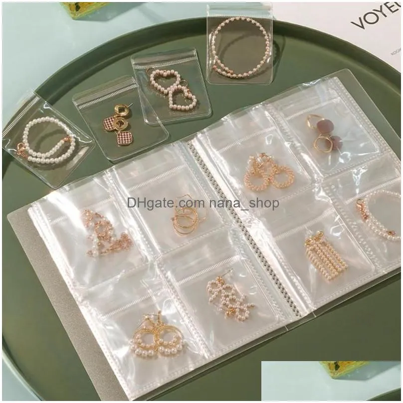 Bags Jewelry Pouches Storage Desktop Drawer Organizer Boxes Transparent Necklace Bracelet Ring Book Holder Bag