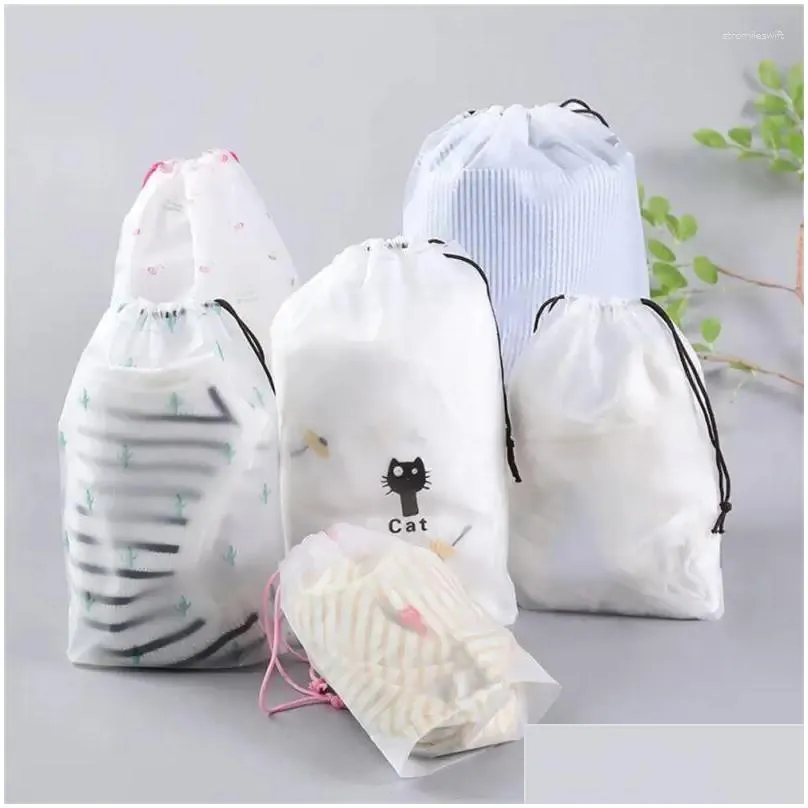 Storage Bags Transparent Cosmetic Bag Travel Waterproof Makeup Case Bath Drawstring Organizer Toiletry Wash Kit Pouch