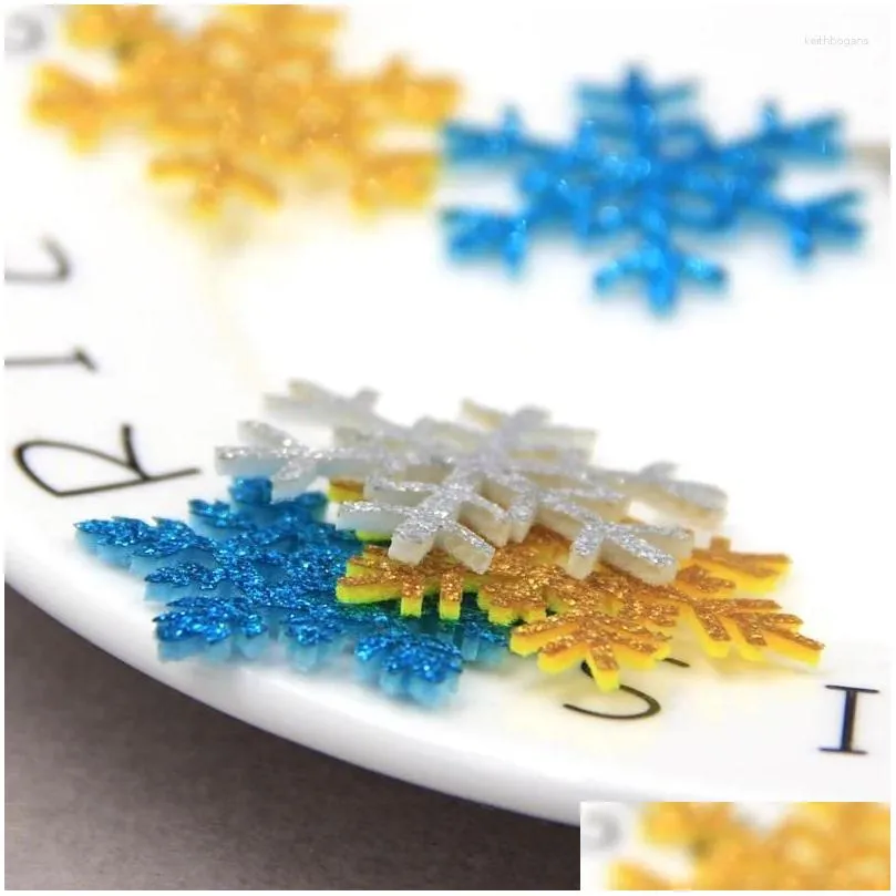 Christmas Decorations 20pcs Glitter Snowflake Tree Pendent Decoration Ornaments Fake Patches DIY Year Garlands Home Crafts