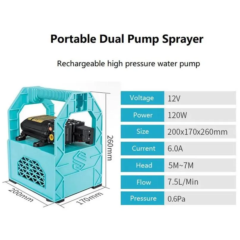 Washer Small Portable Dual Pump Sprayer Rechargeable Water Pump Car Wash Irrigation Spraying Pesticides Garden Tools Agricultural