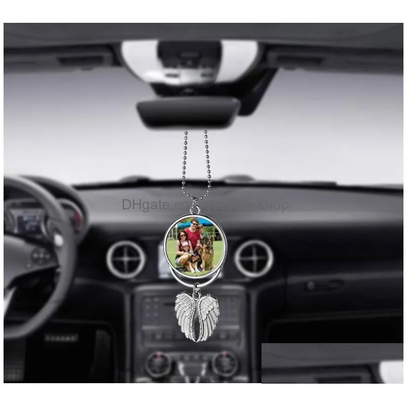 sublimation blanks car ornament decorations angel wings shape blank transfer printing consumables supplies party gifts sn