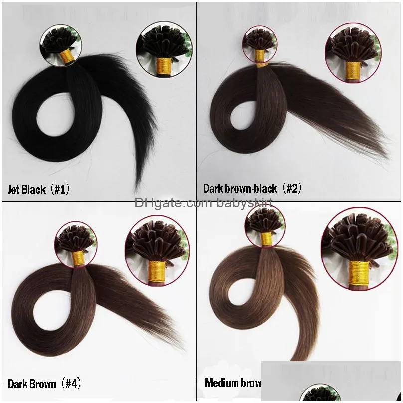 U Tip Pre Bond Hair Extension Keratin Fusion Human Hair Extension Double Drawn Silk Straight Brazilian Remy Hair Nano Ring 100